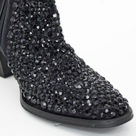 Free People 'Barclay' Backstage Black Rhinestone Sequin Ankle Boots: Size 41 - Picture 4 of 7